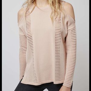 Topshop Blush Cold Shoulder Pointelle Top, Sz 4